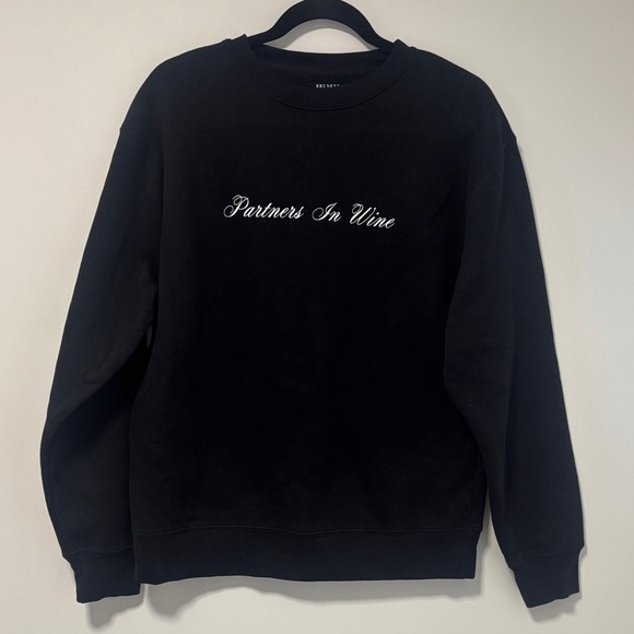 Brunette The Label Tops - Brunette The Label Black 'Partners In Wine' Sweatshirt